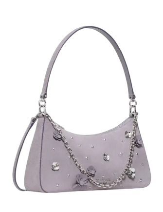 Kate Spade New York Margot Embellished Suede Shoulder Bag Icy Lavender 
