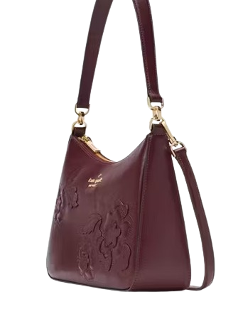 Kate Spade New York Margot Floral Applique Shoulder Bag Dark Merlot
