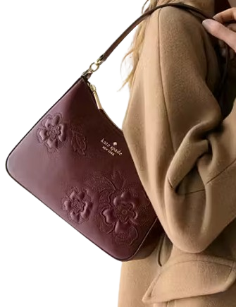 Kate Spade New York Margot Floral Applique Shoulder Bag Dark Merlot