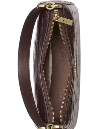 Kate Spade New York Margot Metallic Croc Embossed Convertible Shoulder Bag Hot Fudge