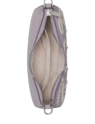 Kate Spade New York Margot Pearl Bows Suede Medium Shoulder Bag Icy Lavender 