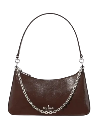 Kate Spade New York Margot Shiny Leather Shoulder Bag Hot Fudge