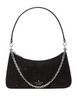 Kate Spade New York Margot Spade Flower Crystal Suede Shoulder Bag Black