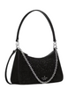 Kate Spade New York Margot Spade Flower Crystal Suede Shoulder Bag Black