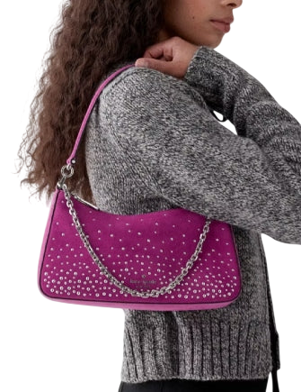 Kate Spade New York Margot Studded Suede Shoulder Bag Beet