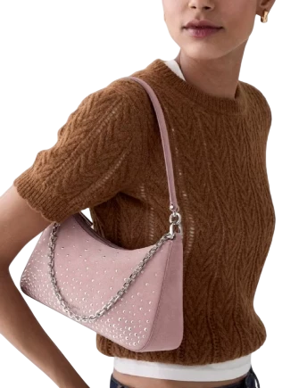 Kate Spade New York Margot Studded Suede Shoulder Bag Dusk Rose