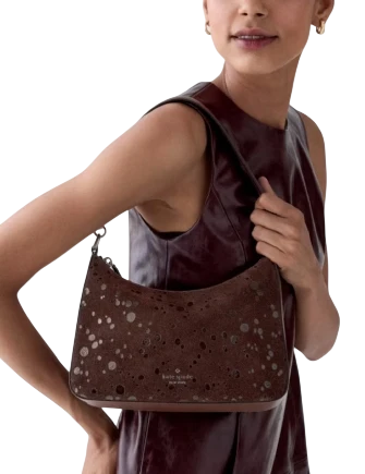 Kate Spade New York Margot Suede Dots Medium Shoulder Bag Hot Fudge