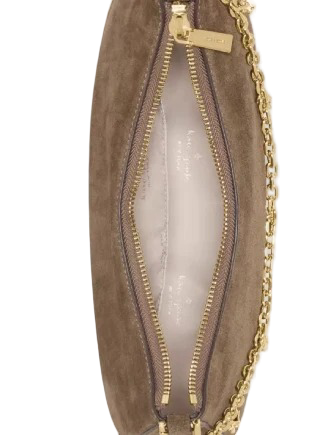 Kate Spade New York Margot Suede Shoulder Bag with Floral Chain Driftwood