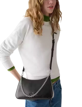 Kate Spade New York Margot Textured Patent Leather Convertible Crossbody Black