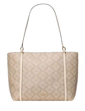 Kate Spade New York Marlowe Spade Flower Coated Canvas Tote Bag Dark Beige Moon Dust