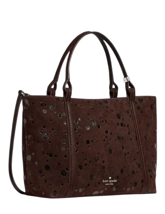 Kate Spade New York Marlowe Suede Dots Small Tote Bag Hot Fudge