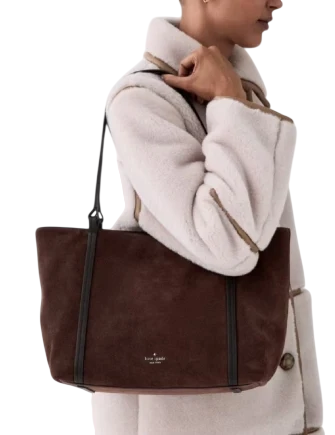 Kate Spade New York Marlowe Suede Tote Bag Hot Fudge