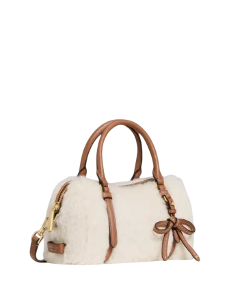Kate Spade New York Monroe Faux Shearling Small Satchel Bag Cashew Milk