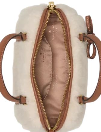 Kate Spade New York Monroe Faux Shearling Small Satchel Bag Cashew Milk
