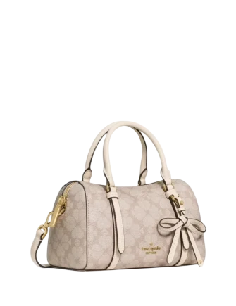 Kate Spade New York Monroe Spade Flower Coated Canvas Small Satchel Bag  Moon Dust 