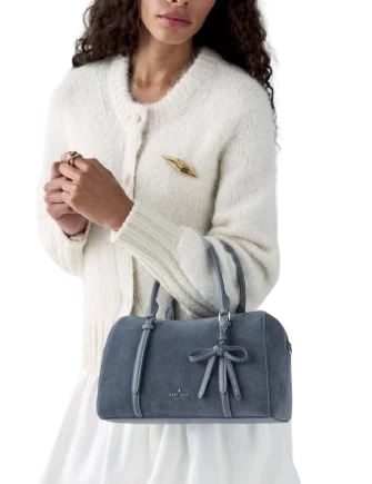 Kate Spade New York Monroe Suede Satchel Bag Cinder Grey