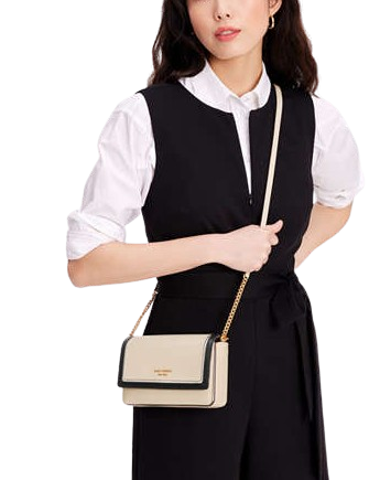 Kate Spade New York Morgan Colorblocked Flap Chain Wallet Earthenware Black