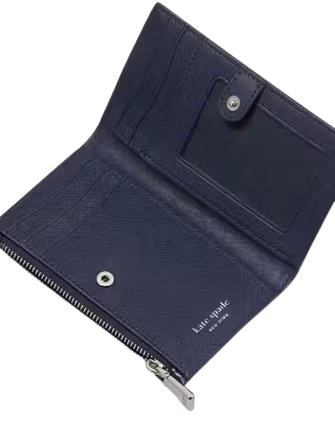 Kate Spade New York Morgan Daisy Dot Small Slim Bifold Wallet Parisian Navy
