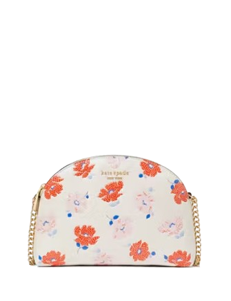 Kate Spade New York Morgan Dotty Floral Embossed Double-zip Dome Crossbody White 