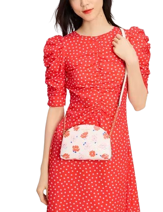 Kate Spade New York Morgan Dotty Floral Embossed Double-zip Dome Crossbody White 