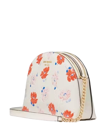 Kate Spade New York Morgan Dotty Floral Embossed Double-zip Dome Crossbody White 