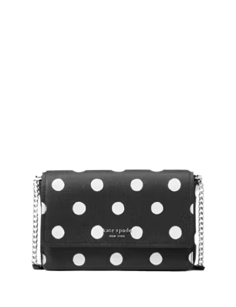 Kate Spade New York Morgan Sunshine Dot Faux Leather Flap Chain Wallet Black