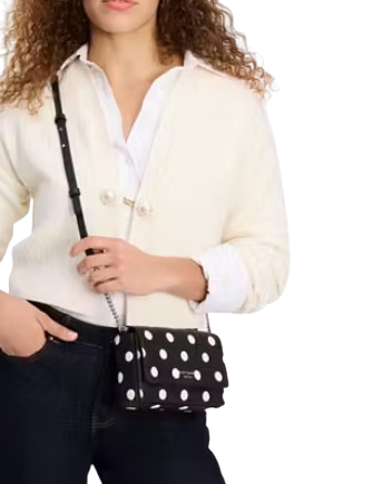 Kate Spade New York Morgan Sunshine Dot Faux Leather Flap Chain Wallet Black