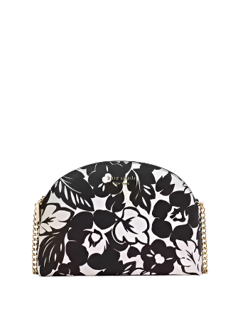 Kate Spade New York Morgan Tropical Foliage Double Zip Dome Crossbody Black