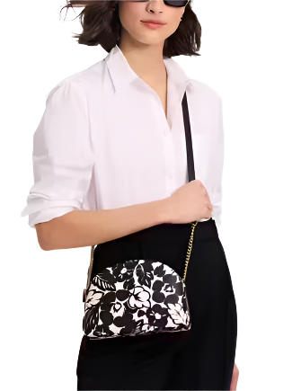 Kate Spade New York Morgan Tropical Foliage Double Zip Dome Crossbody Black
