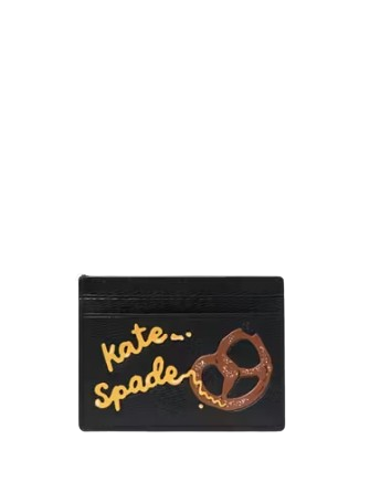 Kate Spade New York NYC Big Apple Small Slim Card Holder Black 
