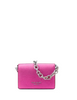 Kate Spade New York Natasha Metallic Pebbled Leather Chain Card Case Crossbody Bikini Pink