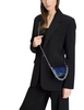Kate Spade New York Natasha Metallic Pebbled Leather Chain Card Case Crossbody Navy