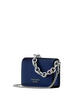 Kate Spade New York Natasha Metallic Pebbled Leather Chain Card Case Crossbody Navy