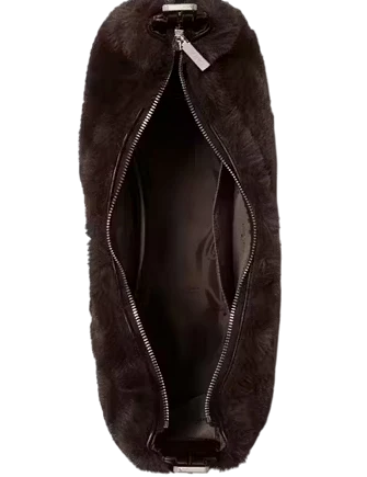 Kate Spade New York Nova Faux Fur Large Crescent Shoulder Bag Hot Fudge