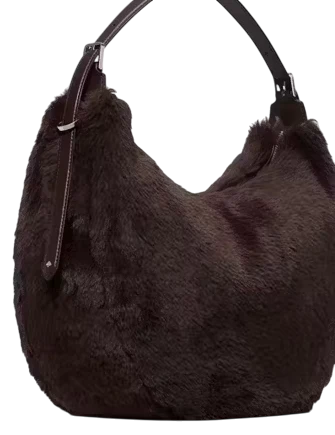 Kate Spade New York Nova Faux Fur Large Crescent Shoulder Bag Hot Fudge