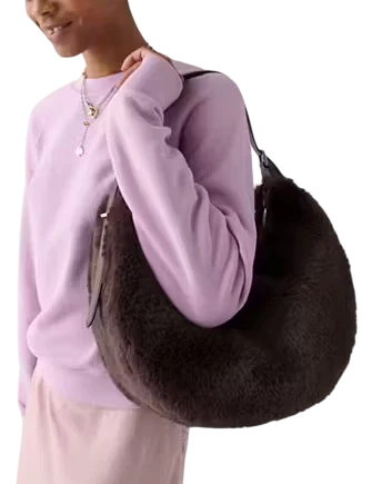 Kate Spade New York Nova Faux Fur Large Crescent Shoulder Bag Hot Fudge
