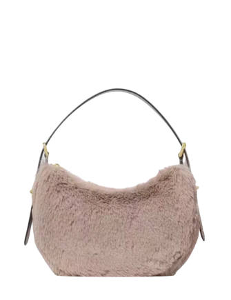 Kate Spade New York Nova Faux Fur Small Crescent Shoulder Bag  Cozy Grey 