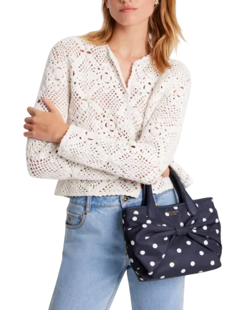 Kate Spade New York On Purpose Polka Dot Bow Tote Rich Navy