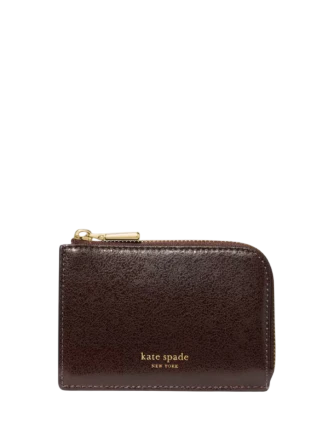 Kate Spade New York Patent Mini Zip Card Case Hot Fudge