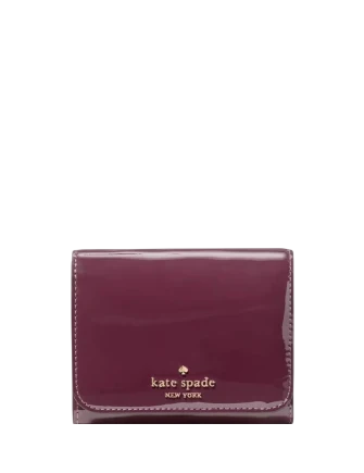 Kate Spade New York Patent Small L-zip Flap Wallet Deep Cherry 