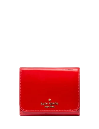 Kate Spade New York Patent Small L-zip Flap Wallet KS Bright Red