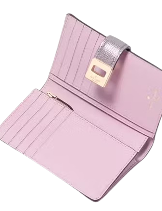 Kate Spade New York Phoebe Metallic Medium Wallet Light Candied Flower