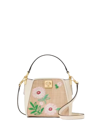 Kate Spade New York Phoebe Straw Mini Top Handle Crossbody Natural