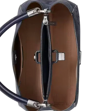 Kate Spade New York Phoebe Suede Embroidered Medium Top Handle Bag Blazer Blue