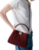 Kate Spade New York Phoebe Suede Floral Applique Small Top Handle Satchel Dark Merlot