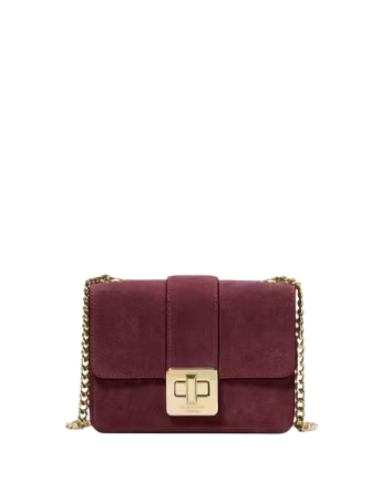 Kate Spade New York Phoebe Suede Turnlock Mini Flap Crossbody Dark Merlot 
