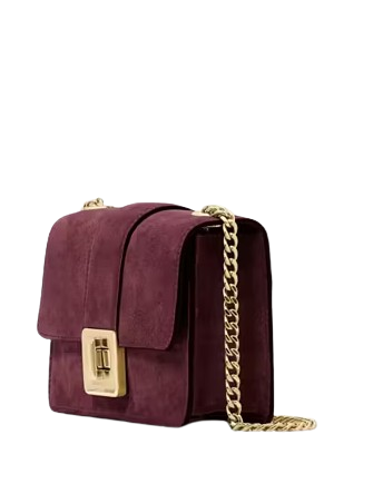 Kate Spade New York Phoebe Suede Turnlock Mini Flap Crossbody Dark Merlot 