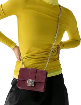 Kate Spade New York Phoebe Suede Turnlock Mini Flap Crossbody Dark Merlot 