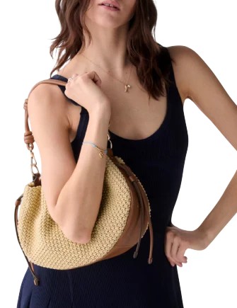 Kate Spade New York Pinch Straw Crossbody Bag Natural