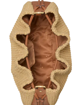 Kate Spade New York Pinch Straw Shoulder Bag  Natural 